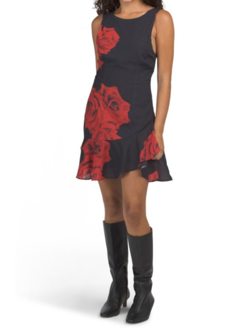SELFIE LESLIE Like Me Open Back Rose Print Mini Dress